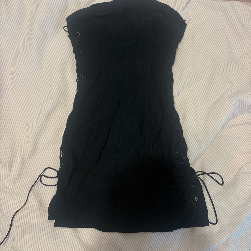 Black Strapless Mini Dress - Picture 2 of 2